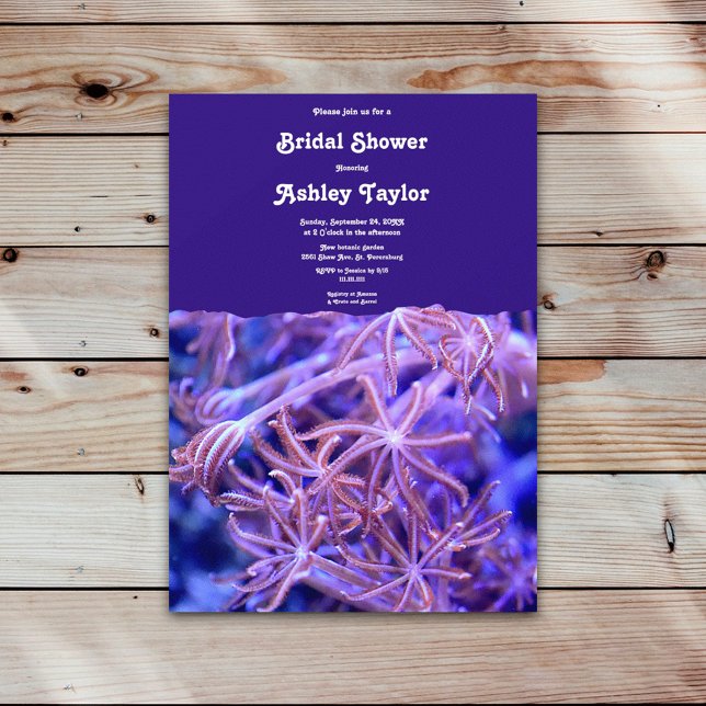 Elegant Navy Coral Reefs Coastal Bridal Shower Invitation (Creator Uploaded)