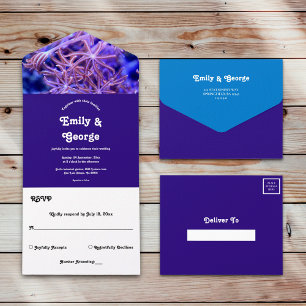Elegant Navy Coral Reefs Nautical Coastal Wedding All In One Invitation