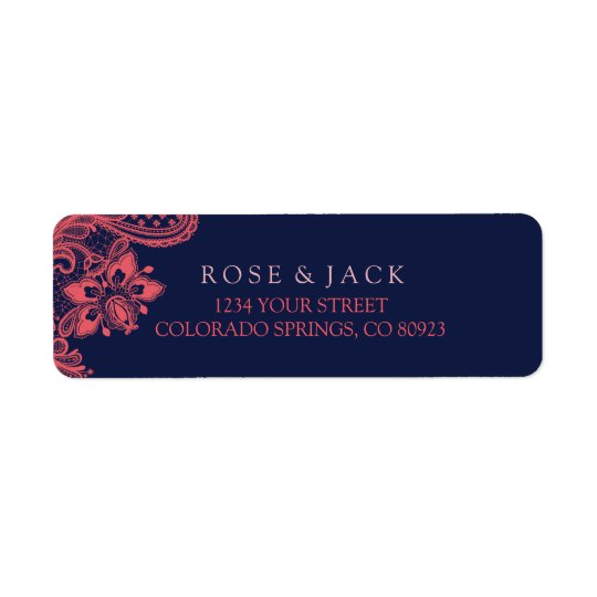 Elegant Navy & Coral Wedding Address Labels