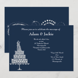 ELEGANT NAVY DIAMOND SET WEDDING INVITATION