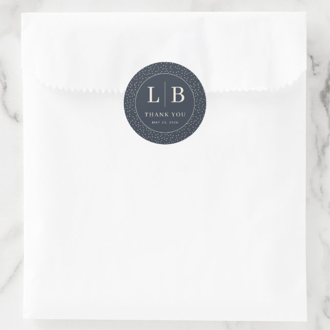 Elegant Navy Dot Circle Classic Round Sticker (Bag)