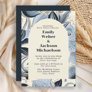 Elegant Navy Dusty Blue Arch Wedding Invitation