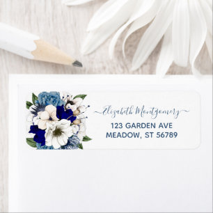 Elegant Navy Dusty Blue Floral