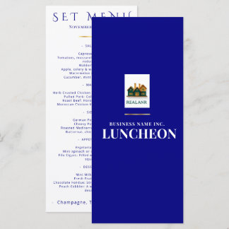 Elegant Navy Event Menu Logo Corporate Wedding