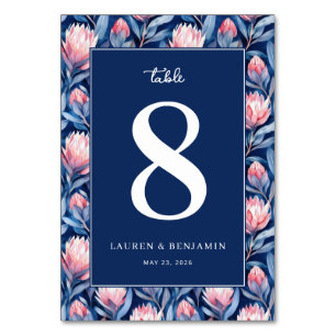 Elegant Navy Floral Table Number