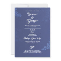 Elegant Navy Floral Wedding Invitation 