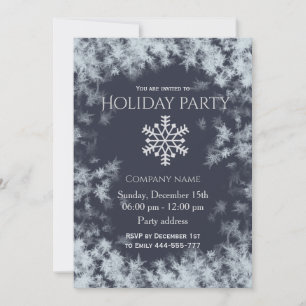 Elegant navy frost  holiday party corporate  invitation
