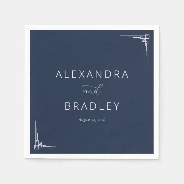 Elegant Navy Geometric Napkin (Front)