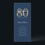 Elegant Navy Gold 80th Birthday Program   Menu Invitation<br><div class="desc">Elegant "Birthday Party Program" design with a sophisticated script typography w/ custom text.</div>