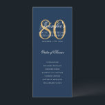 Elegant Navy Gold 80th Birthday Program   Menu Invitation<br><div class="desc">Elegant "Birthday Party Program" design with a sophisticated script typography w/ custom text.</div>