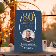 Elegant Navy & Gold 80th & Legendary Birthday