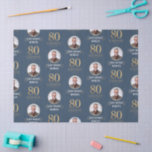 Elegant Navy & Gold 80th & Legendary Birthday Tissue Paper<br><div class="desc">Elegant Navy & Gold 80th & Legendary Birthday Tissue Paper. Celebrate a truly legendary milestone with this elegant 80th birthday paper. Featuring a sophisticated navy background, bold gold-effect text, and a customisable photo and name, this design is perfect for honouring a loved one on their special day. The timeless layout...</div>