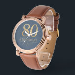 Elegant Navy & Gold 80th & Legendary Birthday Watch<br><div class="desc">Elegant Navy & Gold 80th & Legendary Birthday watch. Celebrate a truly legendary milestone with these elegant 80th birthday watch. Featuring a sophisticated navy background, this design is perfect for honouring a loved one on their special day. The timeless layout and faux metallic finish give it a premium look while...</div>