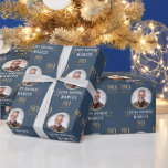 Elegant Navy & Gold 80th & Legendary Birthday Wrapping Paper<br><div class="desc">Elegant Navy & Gold 80th & Legendary Birthday Wrapping Paper. Celebrate a truly legendary milestone with this elegant 80th birthday gift wrap. Featuring a sophisticated navy background, bold gold-effect text, and a customisable photo and name, this design is perfect for honouring a loved one on their special day. The timeless...</div>