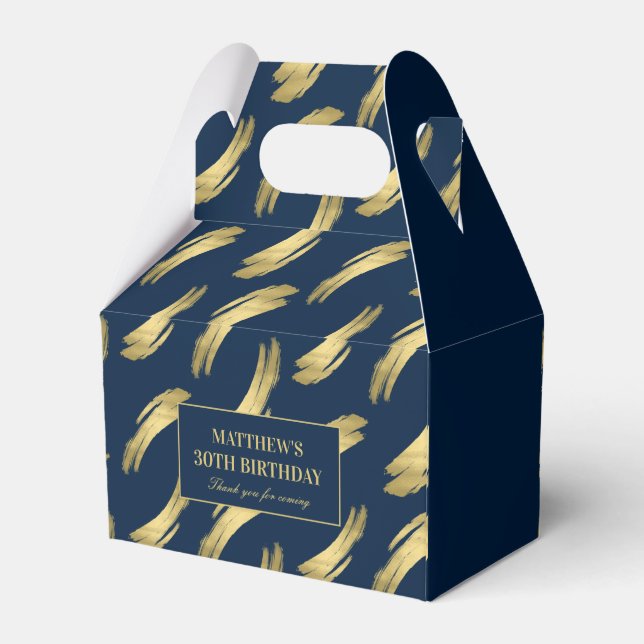 Elegant Navy Gold Birthday Favour Boxes (Back Side)