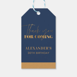 Elegant Navy Gold Birthday Thank You Gift Tags