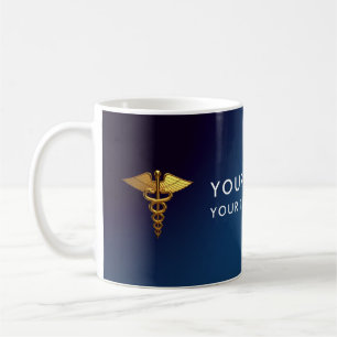 Elegant Navy Gold Caduceus Medical Doctor Coffee Mug