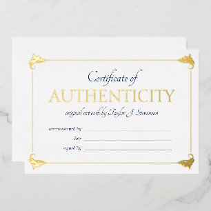 Elegant Navy Gold Certificate of Authenticity