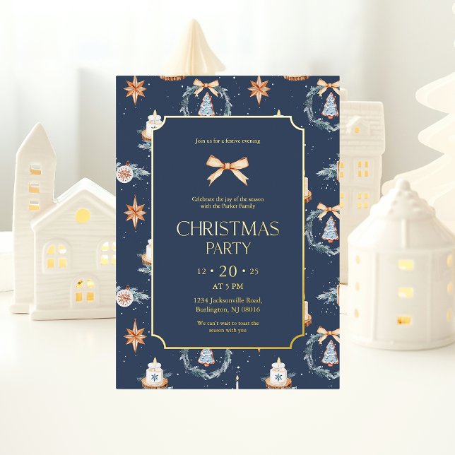 Elegant Navy & Gold Christmas Party  (Creator Uploaded)