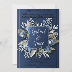 ELEGANT NAVY GOLD CLASSIC WEDDING INVITATION