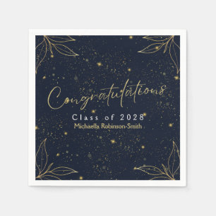 Elegant Navy Gold Congratulations Graduation Party Napkin