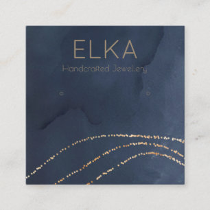 Elegant Navy&Gold Dots Square Earring Display Card