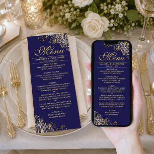 Elegant Navy & Gold Downloadable Wedding Menu