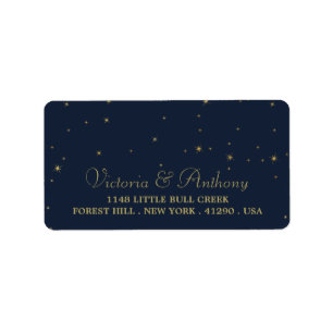 Elegant Navy & Gold Falling Stars Wedding Label