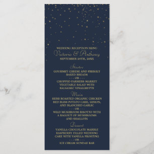 Elegant Navy & Gold Falling Stars Wedding Menu