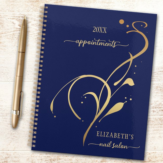 Elegant Navy Gold Floral Appointment  Planner (Creator Uploaded)