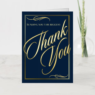 Elegant Navy Gold Foil Heartfelt Thank You Card