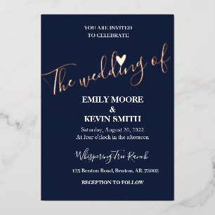 Elegant navy gold foil white letters