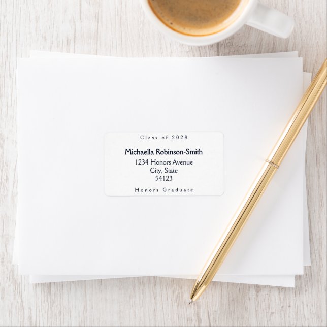 Elegant Navy Gold Graduation Address  Label (Insitu)