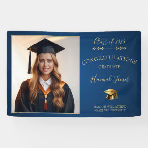 Elegant Navy & Gold Graduation Banner