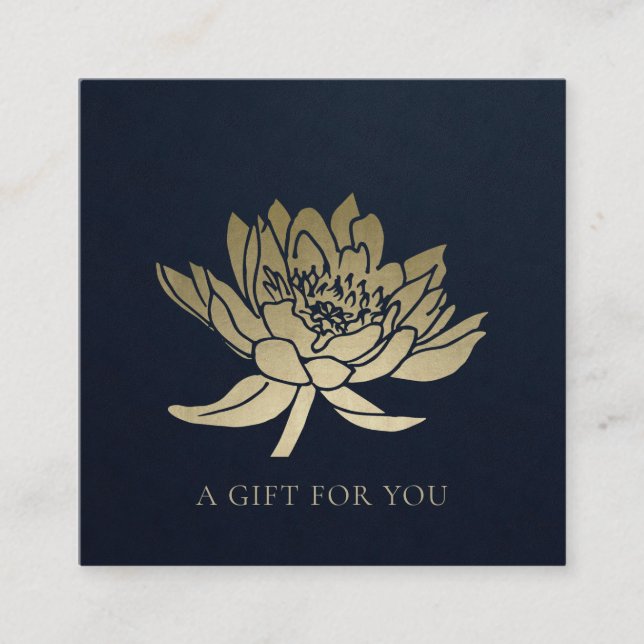 ELEGANT NAVY GOLD LOTUS FLORAL GIFT CERTIFICATE (Front)