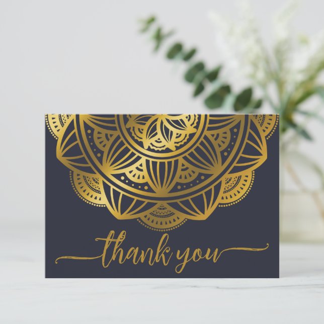Elegant Navy Gold Mandala Thank you (Standing Front)