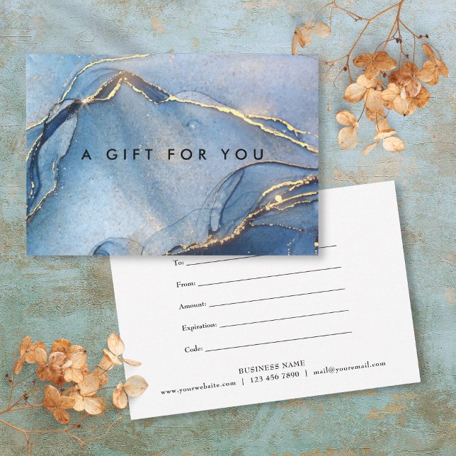 Elegant Navy Gold Marble Agate Gift Certificate (Elegant Navy Gold Marble Agate Gift Certificate)