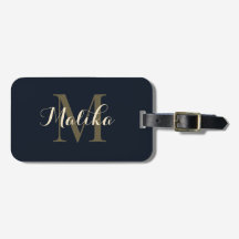 Elegant Navy Gold Monogram Personalised Acrylic