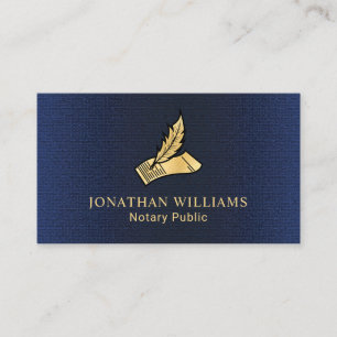 Elegant Navy & Gold Notary Public Business Card