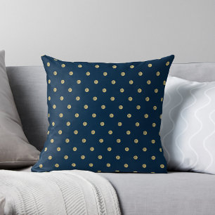 Elegant Navy & Gold Polka Dot Glam Accent Cushion