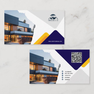 Elegant Navy & Gold Real Estate Business Card 