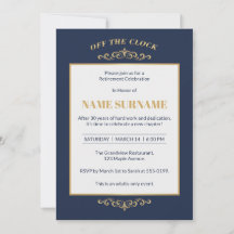 Elegant Navy Gold Retirement Invitation