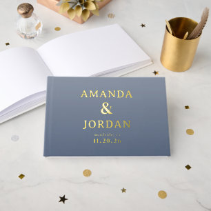 Elegant Navy Gold Stars Guest Book