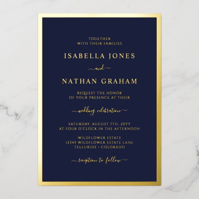 Elegant Navy Gold Wedding (Front)
