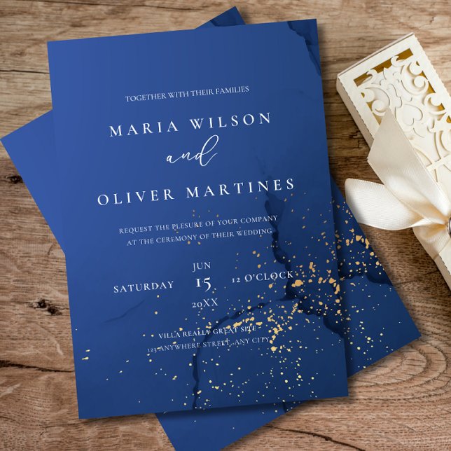 Elegant Navy Gold Wedding Invitation, Minimalist  Invitation (Creator Uploaded)