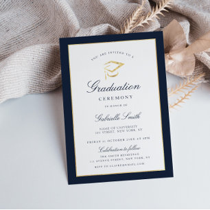 Elegant navy & graduation ceremony invitation