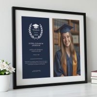 Elegant Navy Graduation Photo Achievement Frame