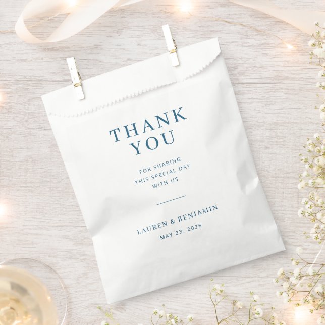 Elegant Navy Gratitude Note Favour Bags (Clipped)