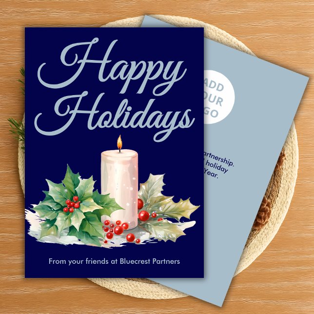 Elegant Navy Holiday Greeting Card (Creator Uploaded)
