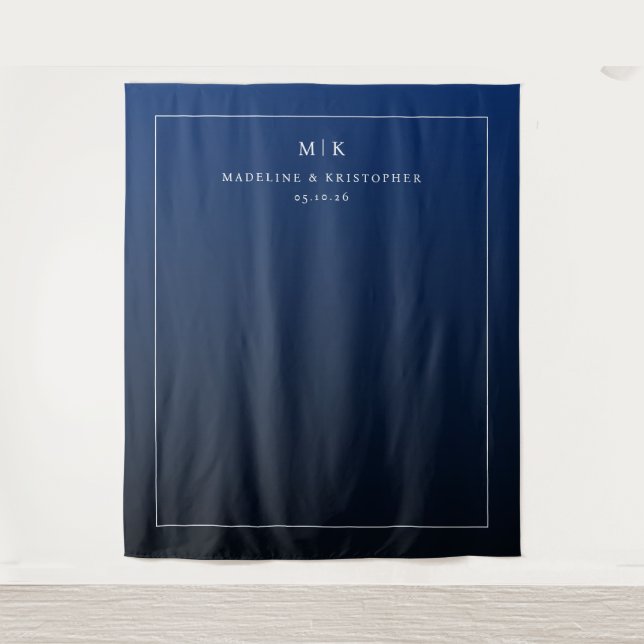 Elegant Navy Initials Tapestry (Front)